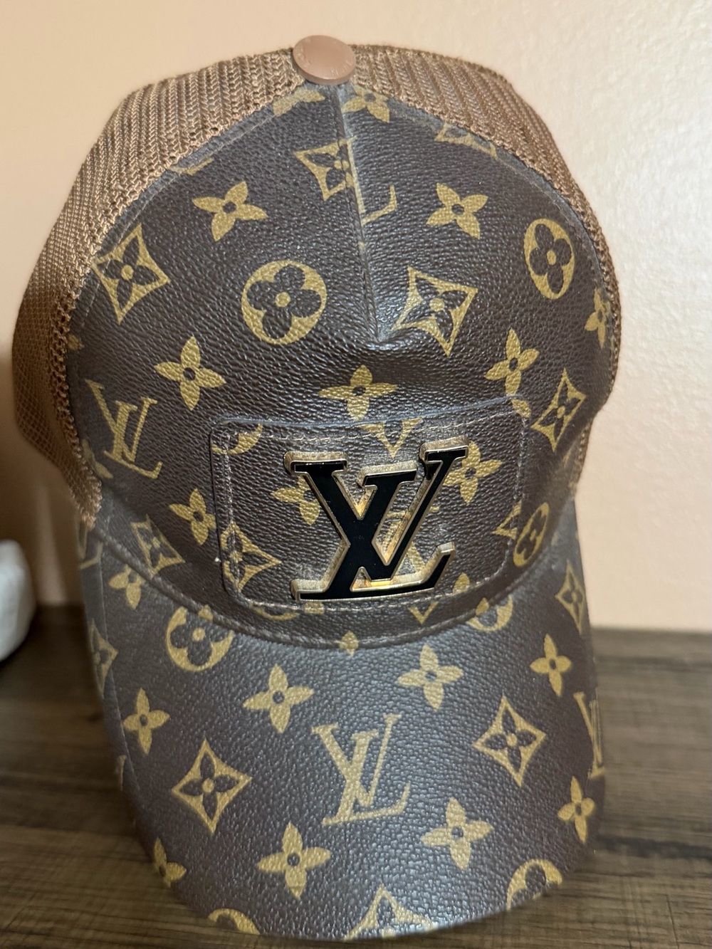LV Brown and Gold Monogram Trucker Cap